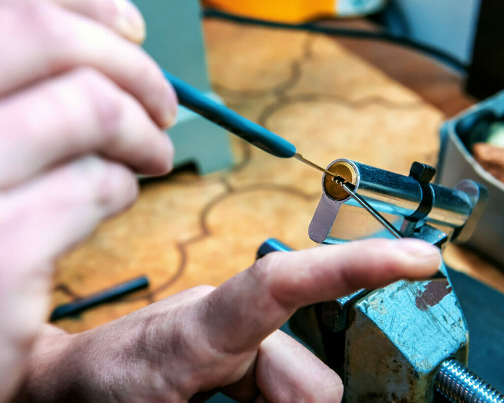 Professional Locksmith fixing Cylinder Lock