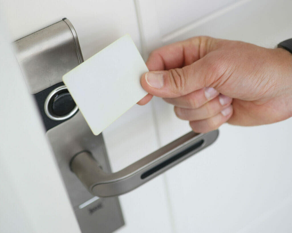 Man opening a magnetic lock